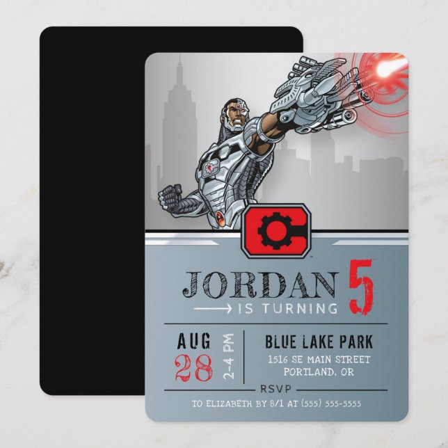 Convites Cyborg | Feliz Aniversário (Frente/Verso)