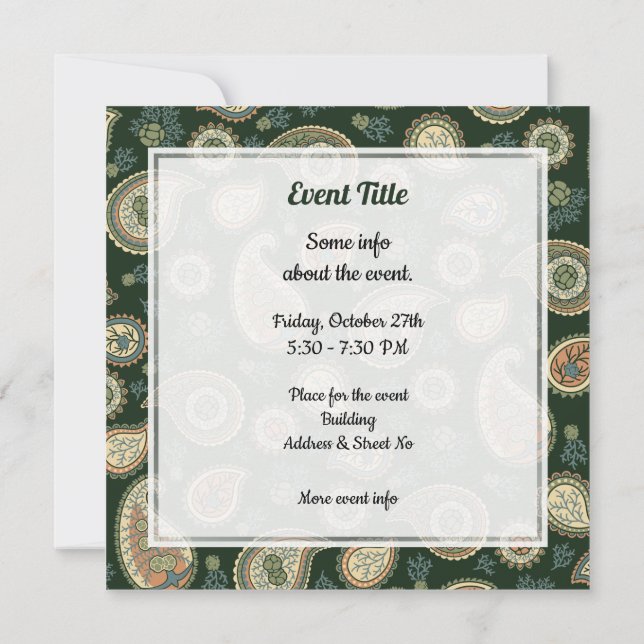 Convites Cypress Paisley Pattern (Verso)