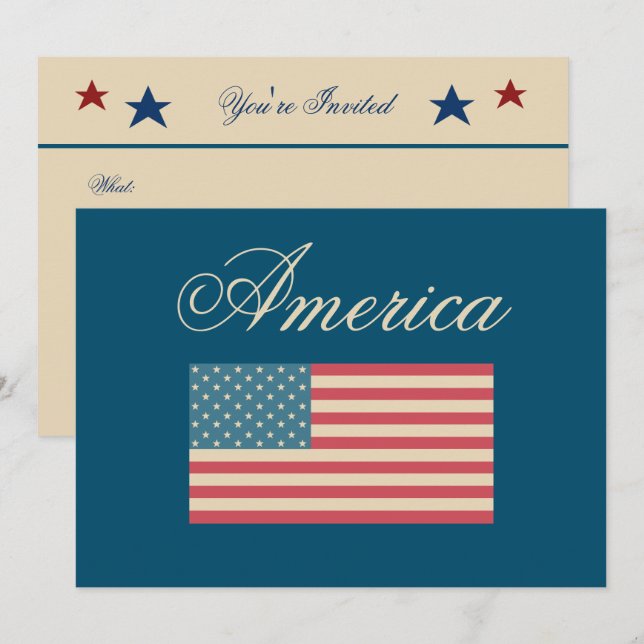 Convites da Bandeira Americana Patriótica (Frente/Verso)