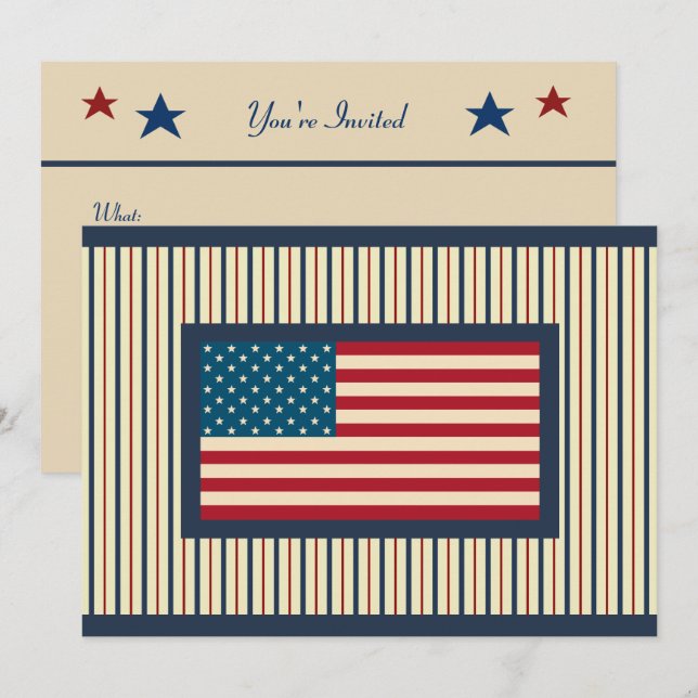 Convites da Bandeira Patriótica Americana (Frente/Verso)