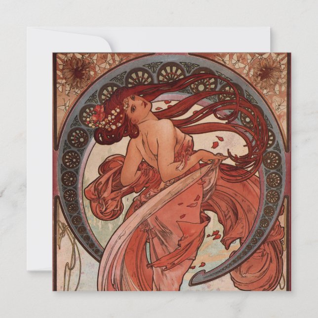 Convites da dança de Alphonse Mucha do vintage (Frente)