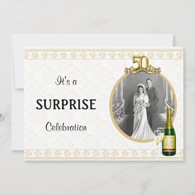 Convites da festa de aniversário do ouro elegante (Frente)