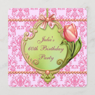 Convites Da mulher cor-de-rosa do damasco das tulipas das