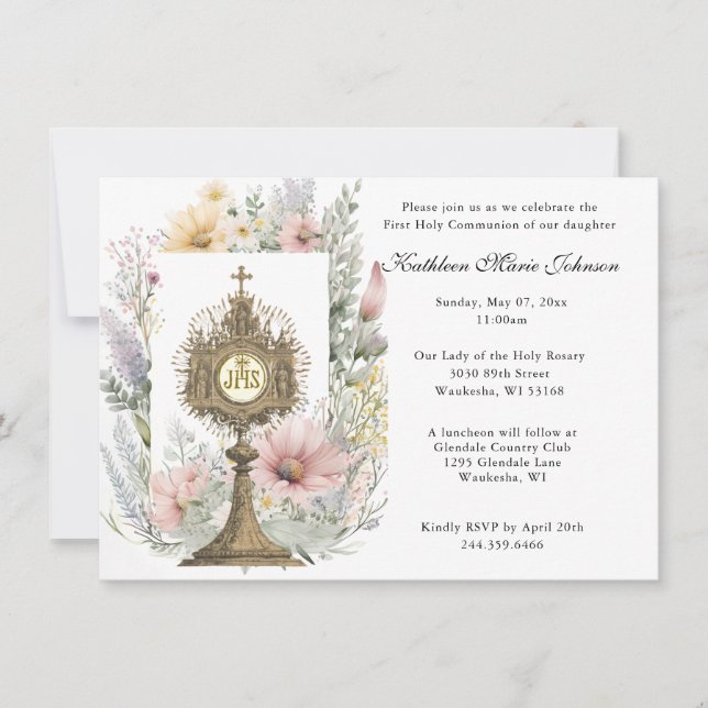 Convites da Primeira Comunhão de Jesus Católico (Frente)