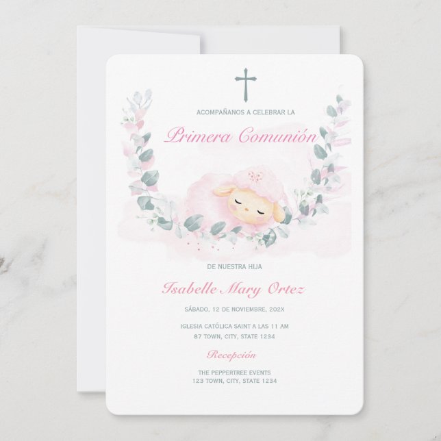 Convites Da Primeira Comunhão Personalizada Com o Desenho d (Frente)