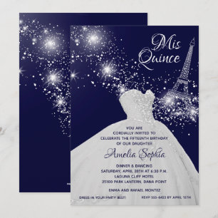 Convites da Torre Eiffel para Vestido de Quinceañe