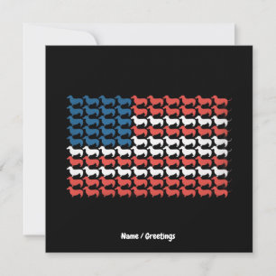 Convites Dachshund 4 de julho Patriótico da Bandeira Americ