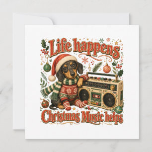 Convites Dachshund A Vida Acontece Música de Natal Ajuda