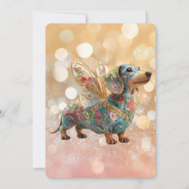 Convites Dachshund Angel Fairy Birthday