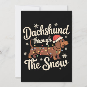 Convites Dachshund Através Da Neve Luzes De Natal De Cachor