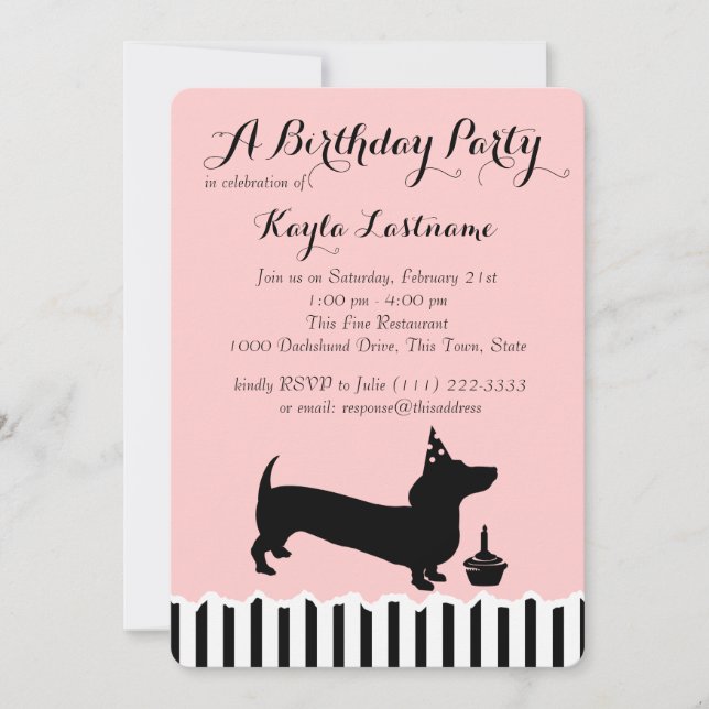 Convites Dachshund Birthday (Frente)