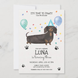 Convites Dachshund Deixa Cachorro Pawty Voar Azul