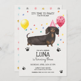 Convites  Dachshund Deixa Cachorro Pawty Voar Rosa