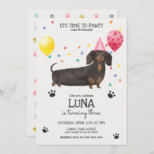 Convites  Dachshund Deixa Cachorro Pawty Voar Rosa