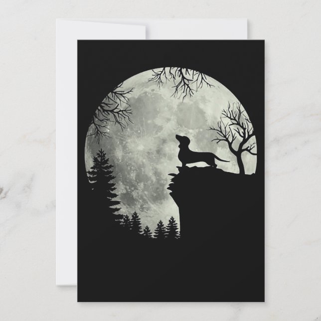 Convites Dachshund E Lua Halloween (Frente)