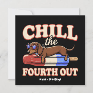 Convites Dachshund Engraçado 4 de Julho Esfrie o Quarto