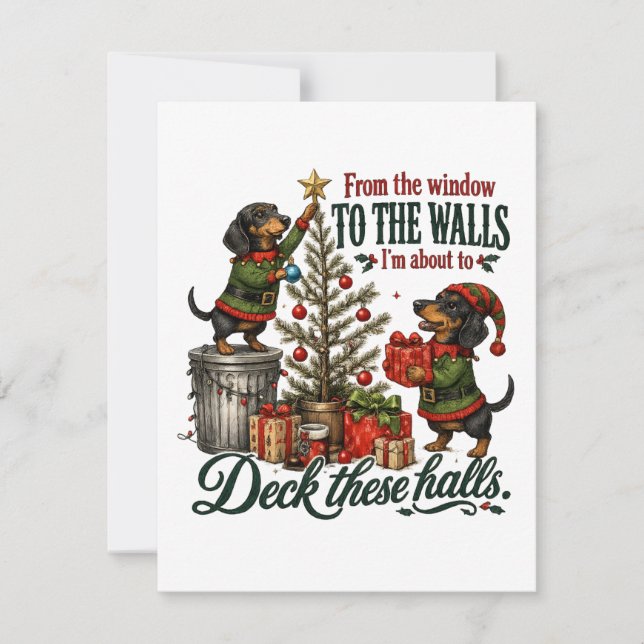 Convites Dachshund engraçado de Natal (Frente)