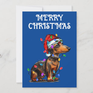 CONVITES "DACHSHUND ENVOLVIDO EM LUZES DE NATAL"