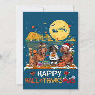 Convites Dachshund Feliz Hallothanksmas Dia das Bruxas Ação