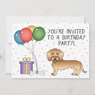 Convites Dachshund Fio de Trigo Engraçado - Aniversário