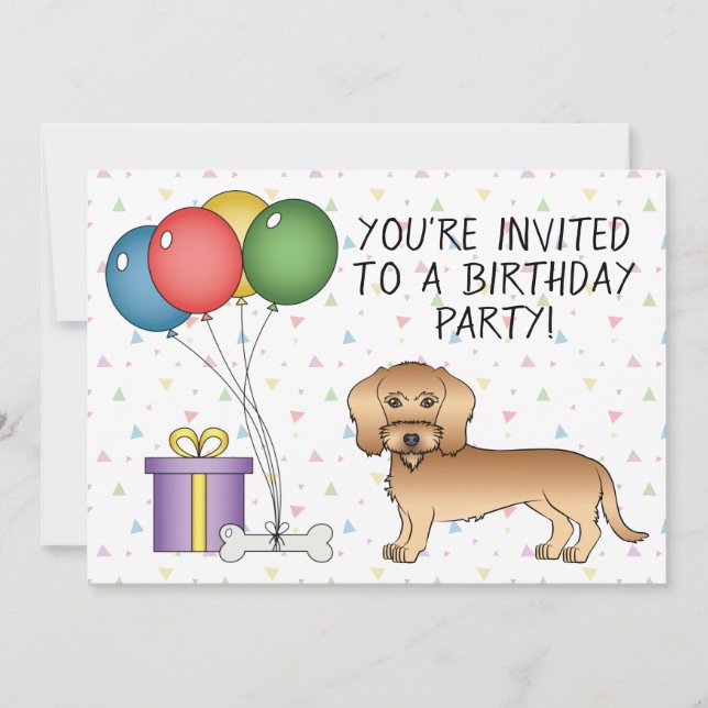 Convites Dachshund Fio de Trigo Engraçado - Aniversário (Frente)