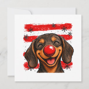 Convites Dachshund Listras de Natal Fofo