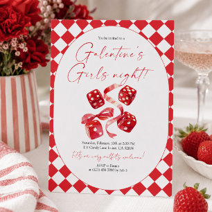 Convites Dados Vermelhos & Fita Galentine’s Festa das Menin