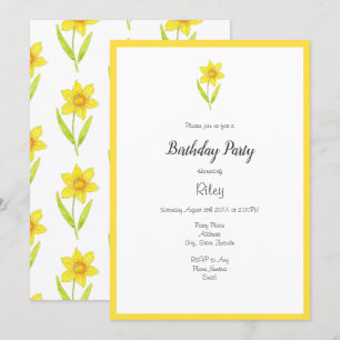 Convites Daffodil 2 e padrão aquarela