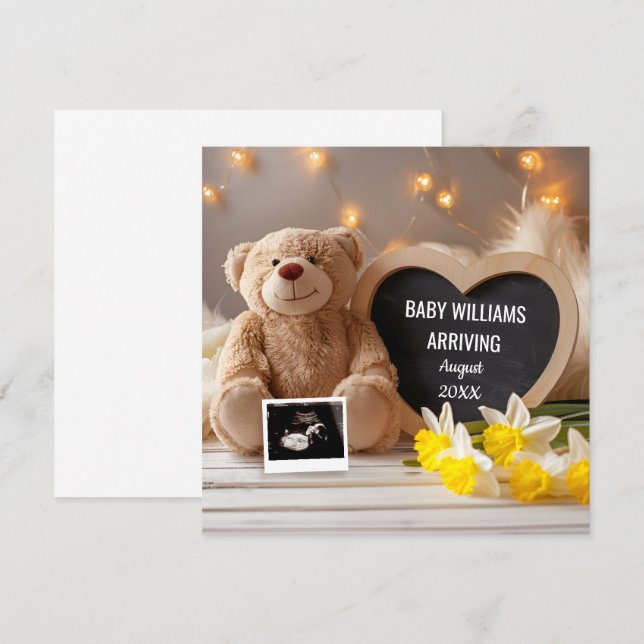 Convites Daffodil Baby Anunciando Mídia Social (Frente/Verso)