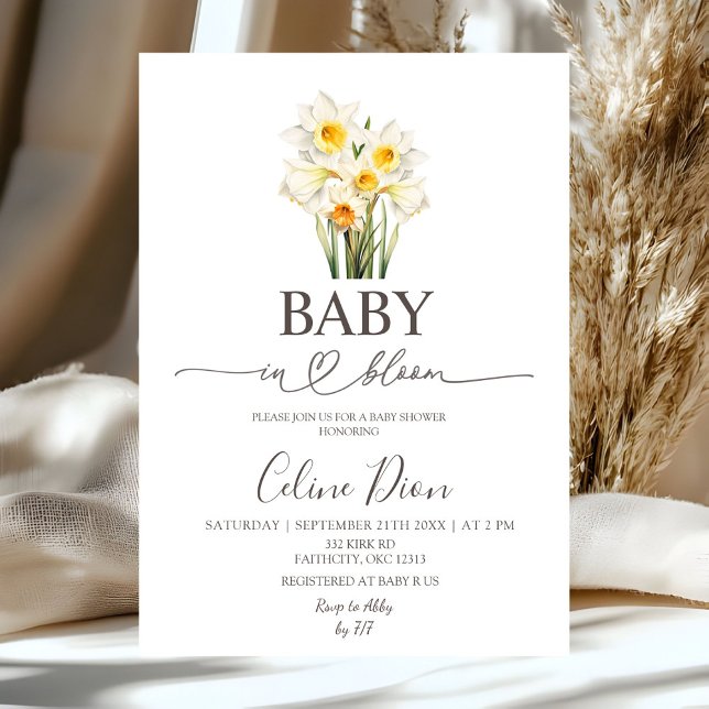 Convites Daffodil Floral de Primavera Bebê em Flor (Criador carregado)