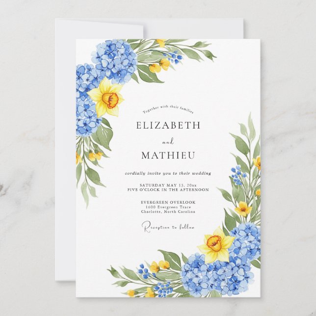 Convites Daffodil Yellow Refreshing Spring Wedding (Frente)