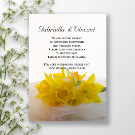 Convites Daffodils Amarelos no Casamento Branco Salvem a Da