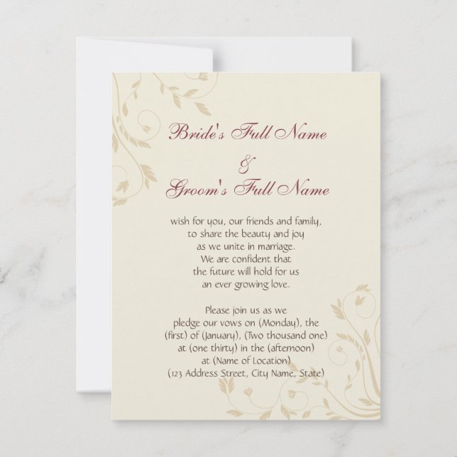 Convites Daffodils e trigo de Fuschia (Verso)