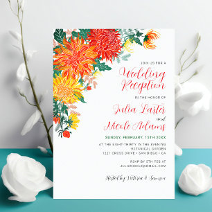 Convites Dahlia Amarela Pastel Recepção de Casamento de Pri