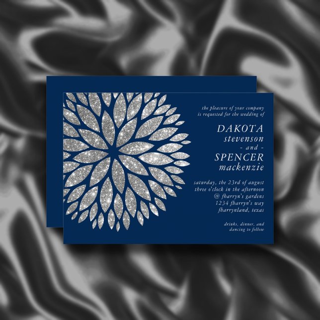 Convites Dahlia Estipulada | Casamento de Cinzas de Prata A (Criador carregado)