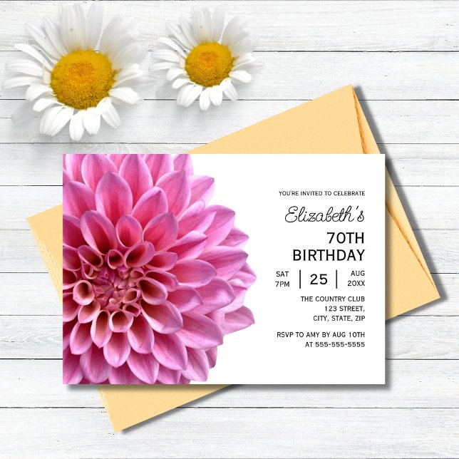 Convites Dahlia Floral 70 Aniversário (Criador carregado)