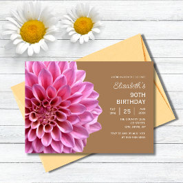 Convites Dahlia Floral 90 de Cobre Rosa Aniversário