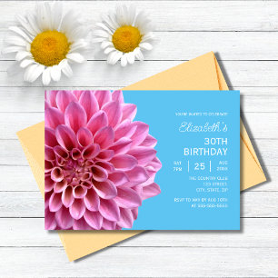 Convites Dahlia Floral Blue aniversário de 30 anos