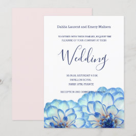 Convites Dahlia flores azuis, brancas, cor-de-rosa