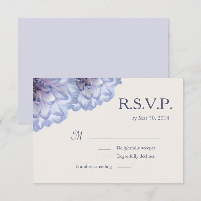 Convites Dahlia flores lilac marfim casamento floral RSVP (Frente/Verso)