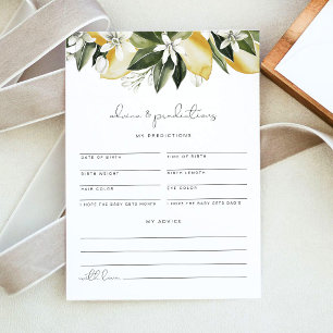 Convites DAHLIA Lemon Baby Advice and Predictions Card