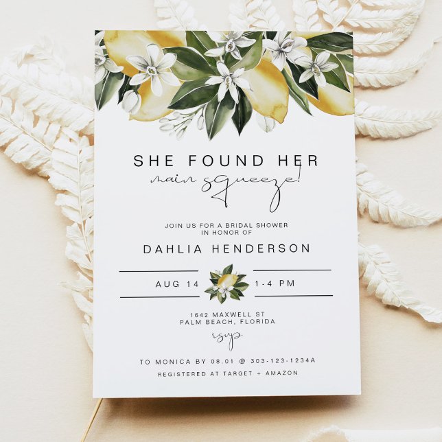 Convites DAHLIA Summer Lemon Main Squeze Chá de panela (Criador carregado)