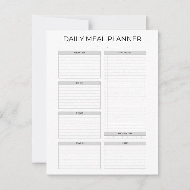 Convites Daily Meal Planner | Simple Minimalistic Clean (Frente)