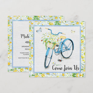 Convites Daises e Festa de aniversário Bicicleta Azul
