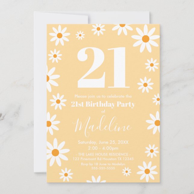 Convites Daisies Birthday Party spring Invitation (Frente)