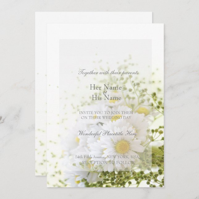 Convites Daisies in Love- Editable Wedding Buquê (Frente/Verso)