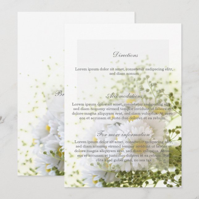 Convites Daisies in Love Editable Wedding Buquê Direction (Frente/Verso)