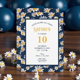 Convites Daisies on Blue Denim Birthday Party