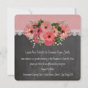 Convites Daisies Rosa, Apenas Recepção de Wreath Chalkboard