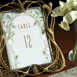 Convites Daisies Table Numbers Vintage Art Nouveau Wedding